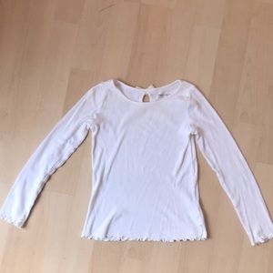 White Top with Lettuce-Hem Sleeves